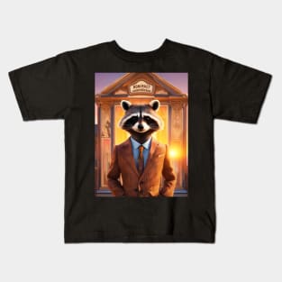 Cute racoon in a suit Kids T-Shirt